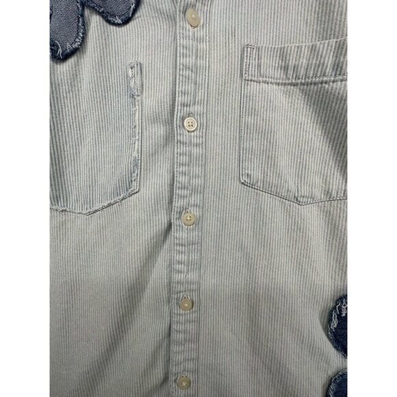 The Scrappy Camper Womens Button Shirt Sz M Upcycled Quilted Daisy Floral Boho - Picture 5 of 14